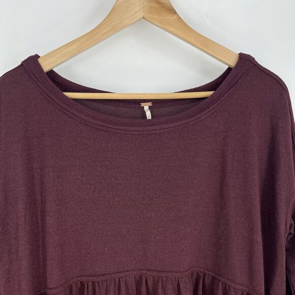 Free People Top Size Small Womens Forever Your Girlfriend Garnet Babydoll Shirt - Picture 2 of 8